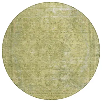 8' Fern Green And Sage Round Medallion Washable Indoor Outdoor Area Rug