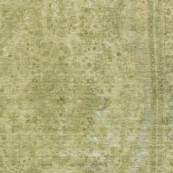9' X 12' Fern Green And Sage Medallion Washable Indoor Outdoor Area Rug