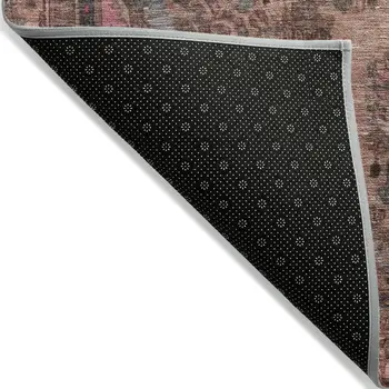 5' X 8' Pink And Mauve Medallion Washable Indoor Outdoor Area Rug