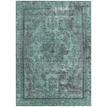 3' X 5' Teal Blue And Turquoise Medallion Washable Indoor Outdoor Area Rug