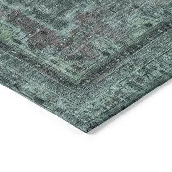 8' X 10' Teal Blue And Turquoise Medallion Washable Indoor Outdoor Area Rug