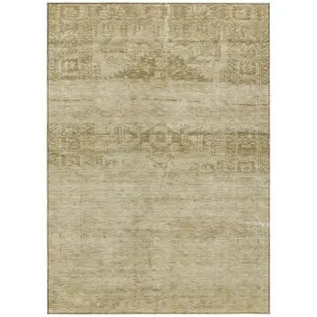3' X 5' Beige And Linen Medallion Washable Indoor Outdoor Area Rug