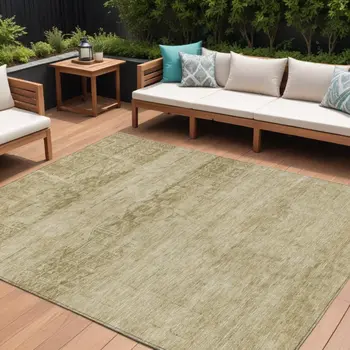 10' X 14' Beige And Linen Medallion Washable Indoor Outdoor Area Rug