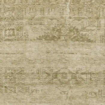 10' X 14' Beige And Linen Medallion Washable Indoor Outdoor Area Rug