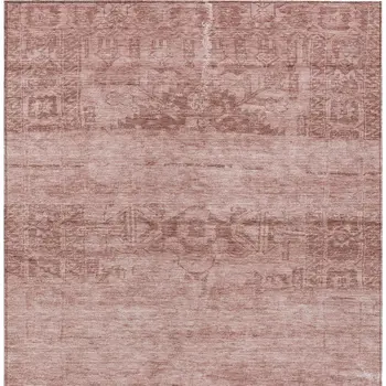 3' X 5' Blush And Mauve Medallion Washable Indoor Outdoor Area Rug