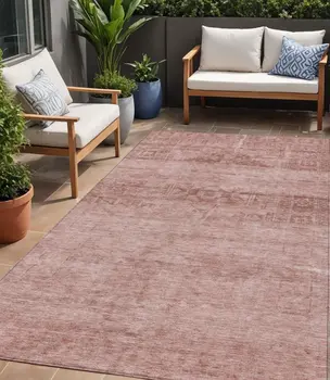 5' X 8' Blush And Mauve Medallion Washable Indoor Outdoor Area Rug