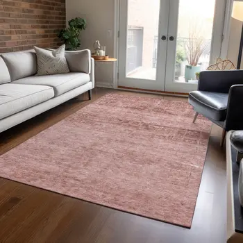 5' X 8' Blush And Mauve Medallion Washable Indoor Outdoor Area Rug