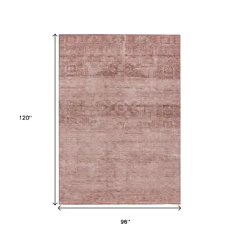 8' X 10' Blush And Mauve Medallion Washable Indoor Outdoor Area Rug