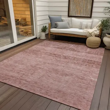 8' X 10' Blush And Mauve Medallion Washable Indoor Outdoor Area Rug