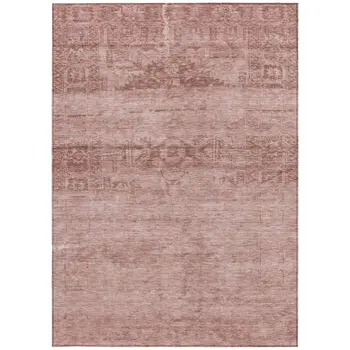 9' X 12' Blush And Mauve Medallion Washable Indoor Outdoor Area Rug