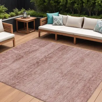9' X 12' Blush And Mauve Medallion Washable Indoor Outdoor Area Rug