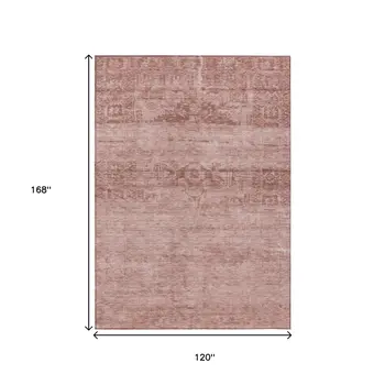 10' X 14' Blush And Mauve Medallion Washable Indoor Outdoor Area Rug