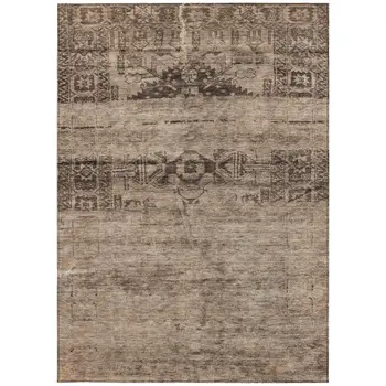 3' X 5' Brown And Taupe Medallion Washable Indoor Outdoor Area Rug