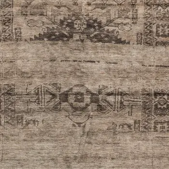 5' X 8' Brown And Taupe Medallion Washable Indoor Outdoor Area Rug