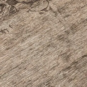 8' Brown And Taupe Round Medallion Washable Indoor Outdoor Area Rug