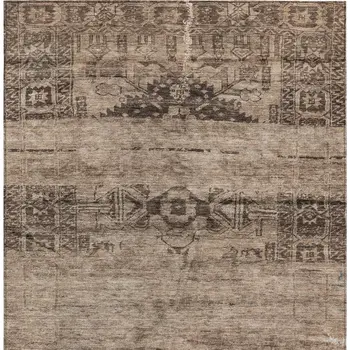 8' X 10' Brown And Taupe Medallion Washable Indoor Outdoor Area Rug