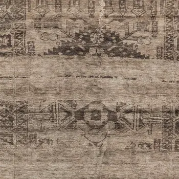 9' X 12' Brown And Taupe Medallion Washable Indoor Outdoor Area Rug