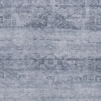 8' X 10' Denim Blue And Navy Blue Medallion Washable Indoor Outdoor Area Rug