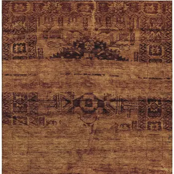 10' X 14' Rust And Brown Medallion Washable Indoor Outdoor Area Rug