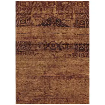 10' X 14' Rust And Brown Medallion Washable Indoor Outdoor Area Rug