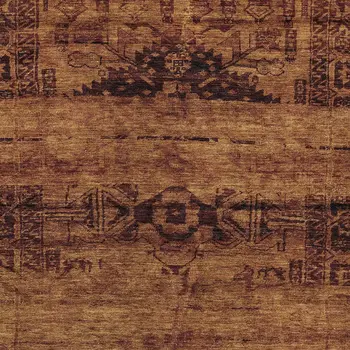 10' X 14' Rust And Brown Medallion Washable Indoor Outdoor Area Rug
