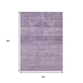 3' X 5' Plum And Purple Medallion Washable Indoor Outdoor Area Rug