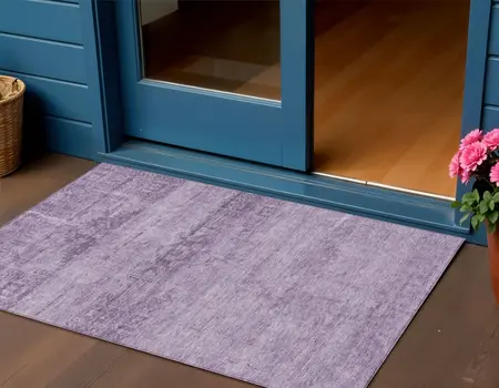 3' X 5' Plum And Purple Medallion Washable Indoor Outdoor Area Rug
