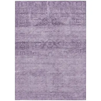 5' X 8' Plum And Purple Medallion Washable Indoor Outdoor Area Rug