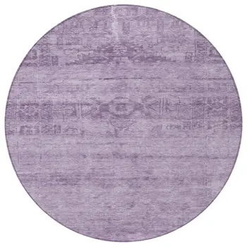 8' Plum And Purple Round Medallion Washable Indoor Outdoor Area Rug