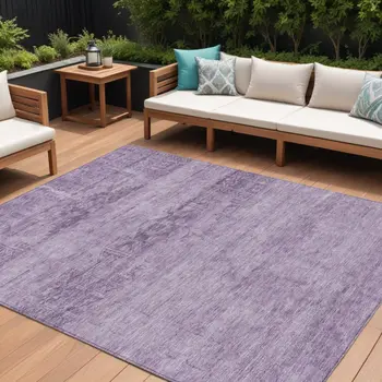 9' X 12' Plum And Purple Medallion Washable Indoor Outdoor Area Rug