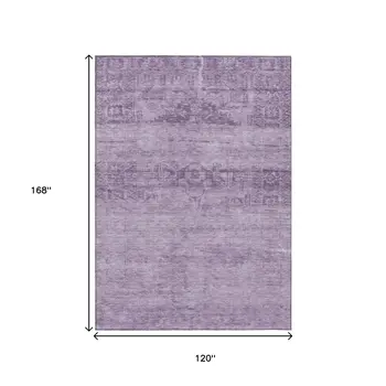 10' X 14' Plum And Purple Medallion Washable Indoor Outdoor Area Rug