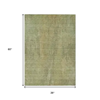 3' X 5' Artichoke Green And Fern Green Abstract Washable Indoor Outdoor Area Rug