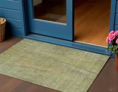 3' X 5' Artichoke Green And Fern Green Abstract Washable Indoor Outdoor Area Rug
