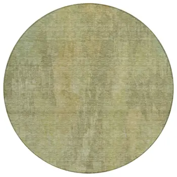 8' Artichoke Green And Fern Green Round Abstract Washable Indoor Outdoor Area Rug