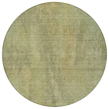 8' Artichoke Green And Fern Green Round Abstract Washable Indoor Outdoor Area Rug