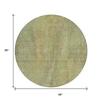8' Artichoke Green And Fern Green Round Abstract Washable Indoor Outdoor Area Rug