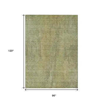 8' X 10' Artichoke Green And Fern Green Abstract Washable Indoor Outdoor Area Rug