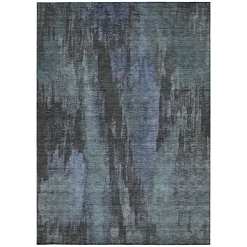 3' X 5' Blue And Gray Abstract Washable Indoor Outdoor Area Rug