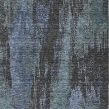 5' X 8' Blue And Gray Abstract Washable Indoor Outdoor Area Rug