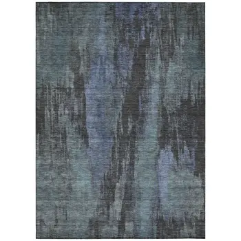 8' X 10' Blue And Gray Abstract Washable Indoor Outdoor Area Rug