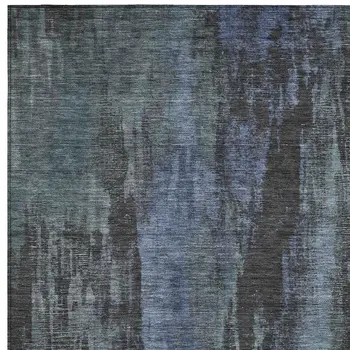 10' X 14' Blue And Gray Abstract Washable Indoor Outdoor Area Rug