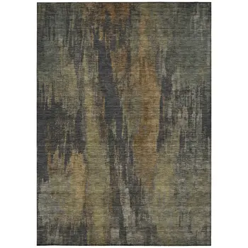 3' X 5' Charcoal And Gold Abstract Washable Indoor Outdoor Area Rug