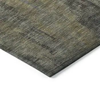 5' X 8' Charcoal And Gold Abstract Washable Indoor Outdoor Area Rug