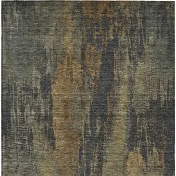 5' X 8' Charcoal And Gold Abstract Washable Indoor Outdoor Area Rug