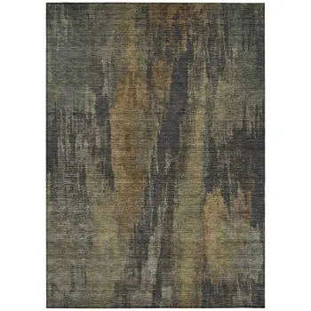 8' X 10' Charcoal And Gold Abstract Washable Indoor Outdoor Area Rug