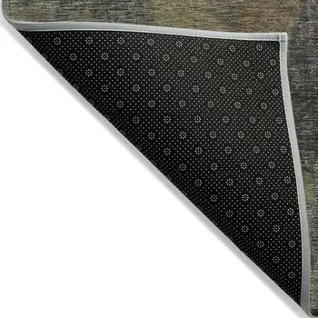 9' X 12' Charcoal And Gold Abstract Washable Indoor Outdoor Area Rug