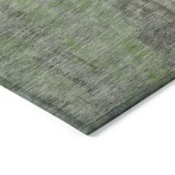 5' X 8' Green And Gold Abstract Washable Indoor Outdoor Area Rug