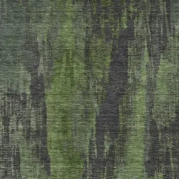 5' X 8' Olive Green And Charcoal Abstract Washable Indoor Outdoor Area Rug