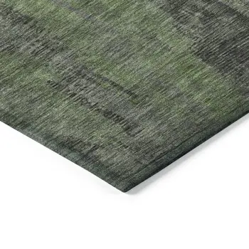 8' X 10' Olive Green And Charcoal Abstract Washable Indoor Outdoor Area Rug