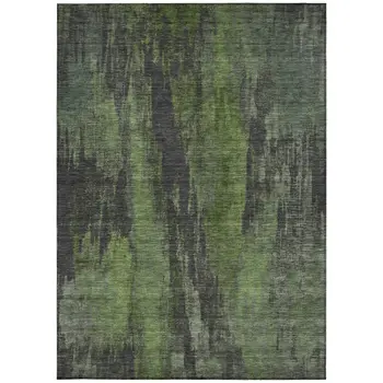 10' X 14' Olive Green And Charcoal Abstract Washable Indoor Outdoor Area Rug